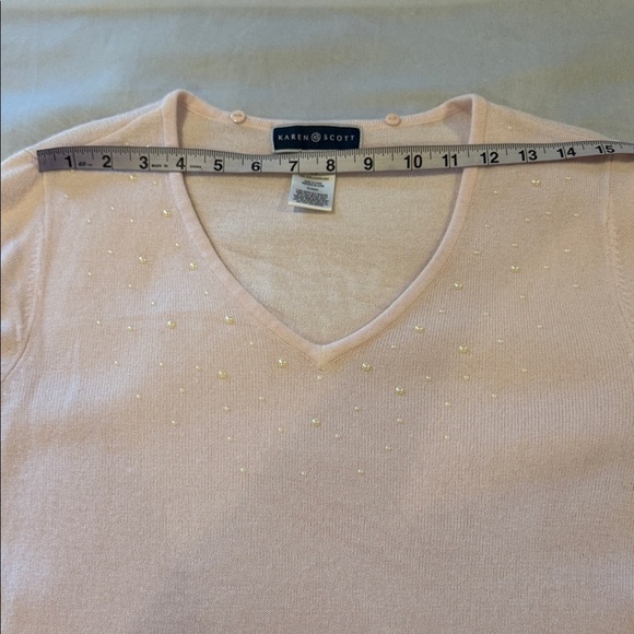 Karen Scott Sweater with Detachable Scarf Embellishments, Pink, Women's Size L - Picture 13 of 16